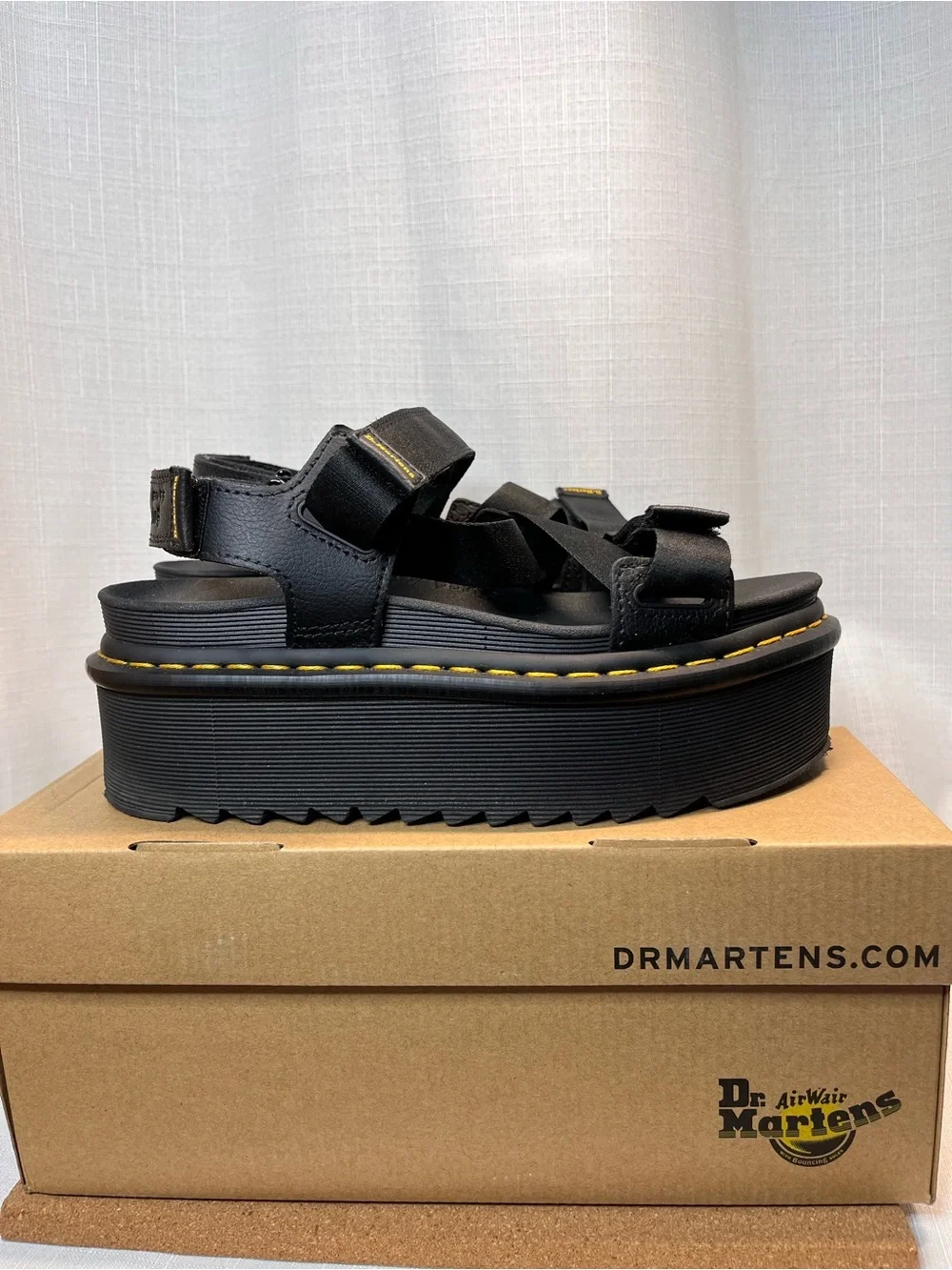 Dr. Martens Kimber II Platform Sandals Black Athena Webbing Size US 8